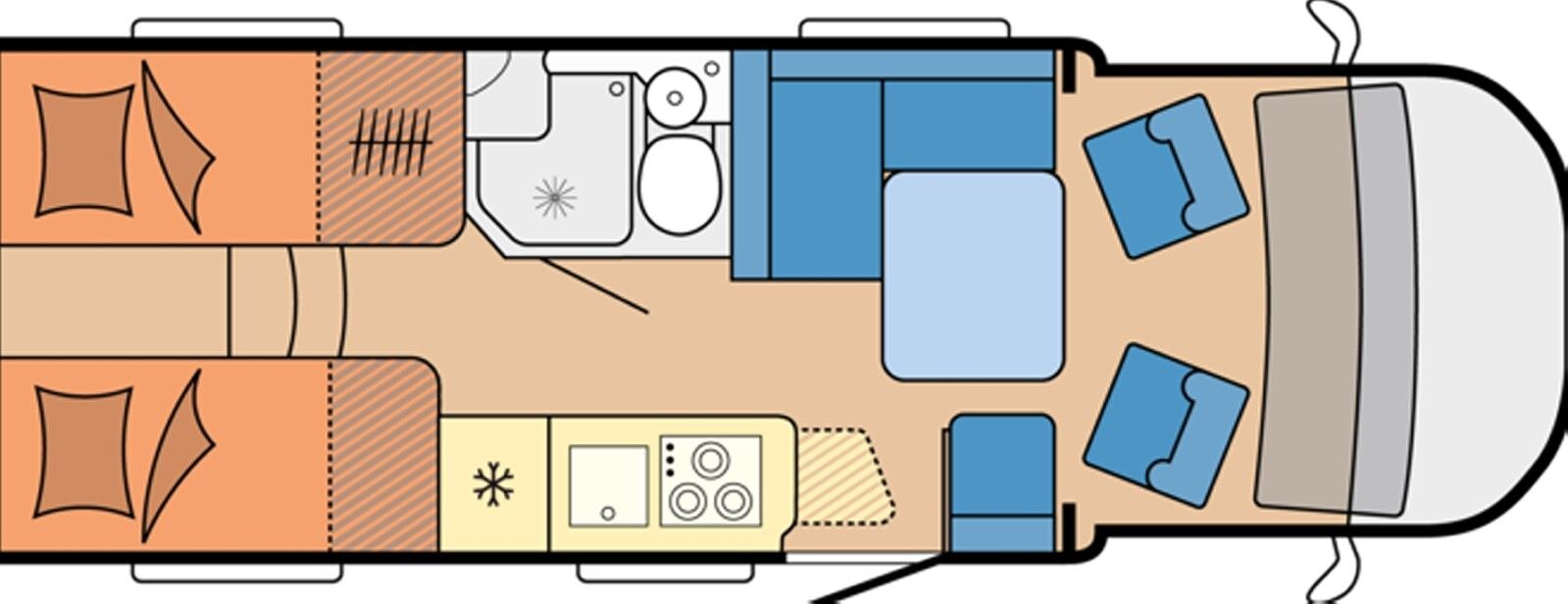 Fahrzeugabbildung Hobby OnTour T 710 GE Auto. Truma 6E Bettumbau